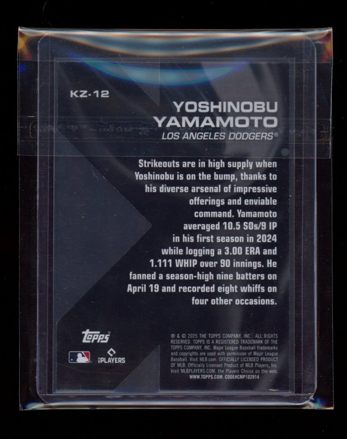 2025 Topps #KZ-12 Yoshinobu Yamamoto K Zone Die Cuts