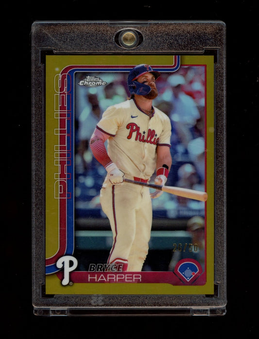 2025 Topps Chrome #150 Bryce Harper Gold Refractors #/50