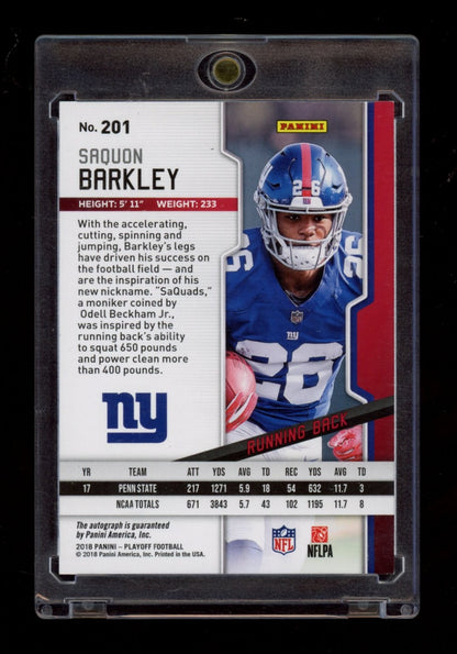 2018 Panini Playoff #201 Saquon Barkley Rookies Autographs
