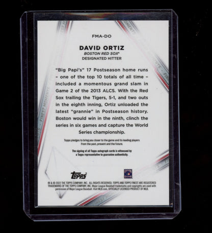 2021 Finest #FMA-DO David Ortiz Finest Moments Autographs Orange Refractor #/25