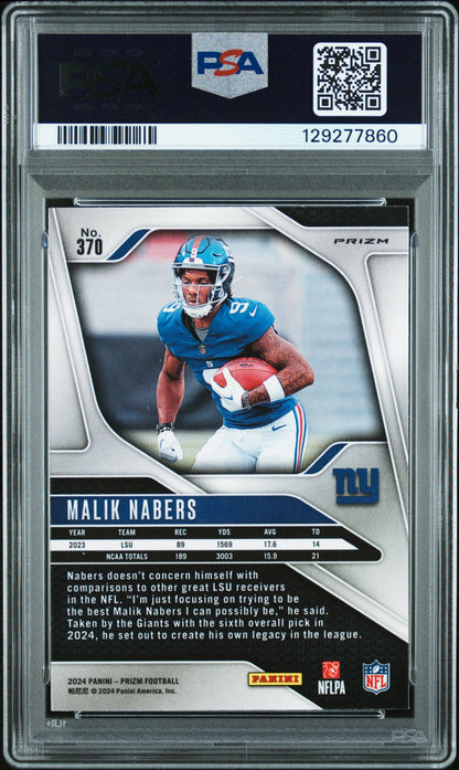 2024 Panini Prizm #370 Malik Nabers Red Sparkle PSA 9