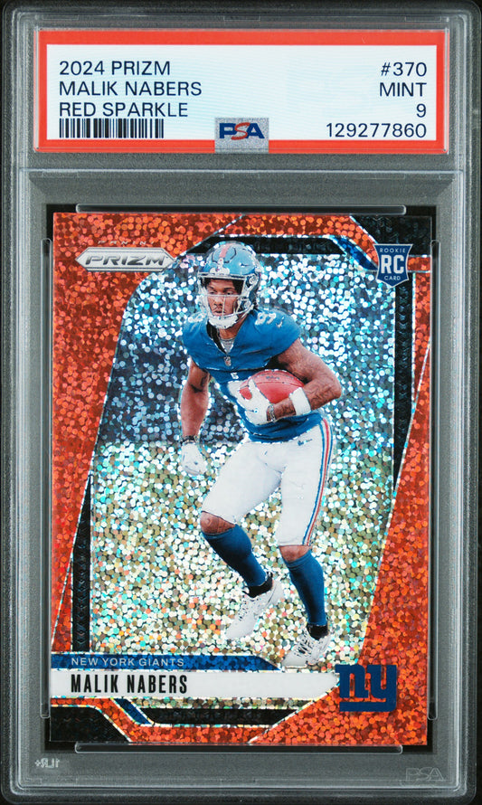 2024 Panini Prizm #370 Malik Nabers Red Sparkle PSA 9