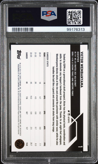 2023 Topps Chrome #1 Victor Wembanyama PSA 8
