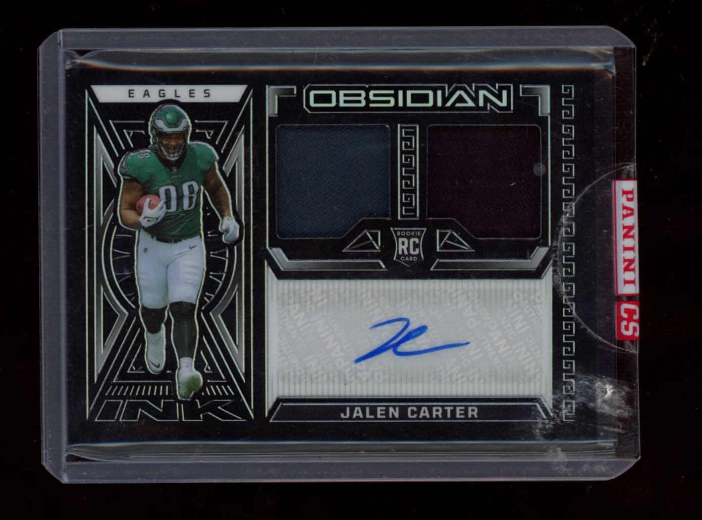 2023 Panini Obsidian #RJI-JCA Jalen Carter Rookie Jersey Ink #/199