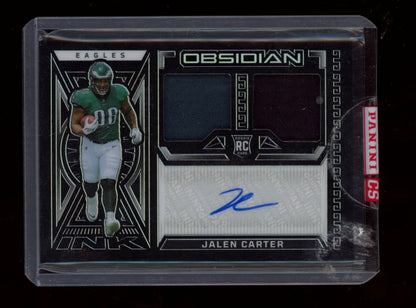 2023 Panini Obsidian #RJI-JCA Jalen Carter Rookie Jersey Ink #/199