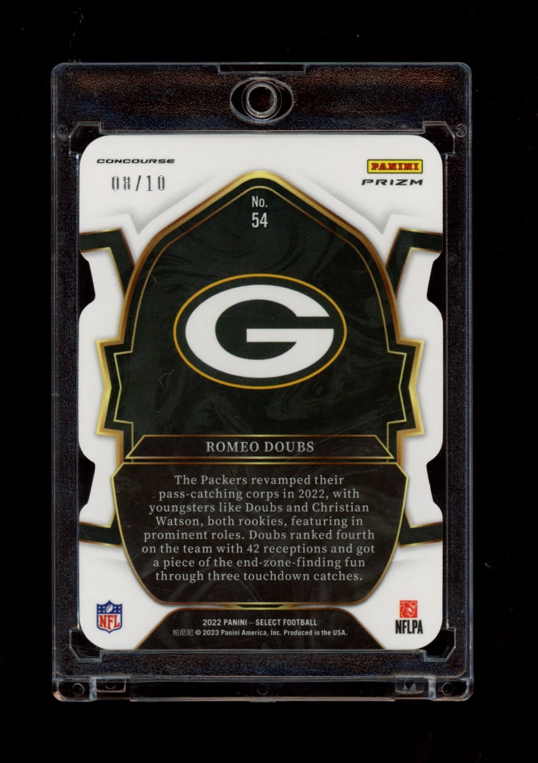 2022 Panini Select #54 Romeo Doubs Gold Prizm #/10
