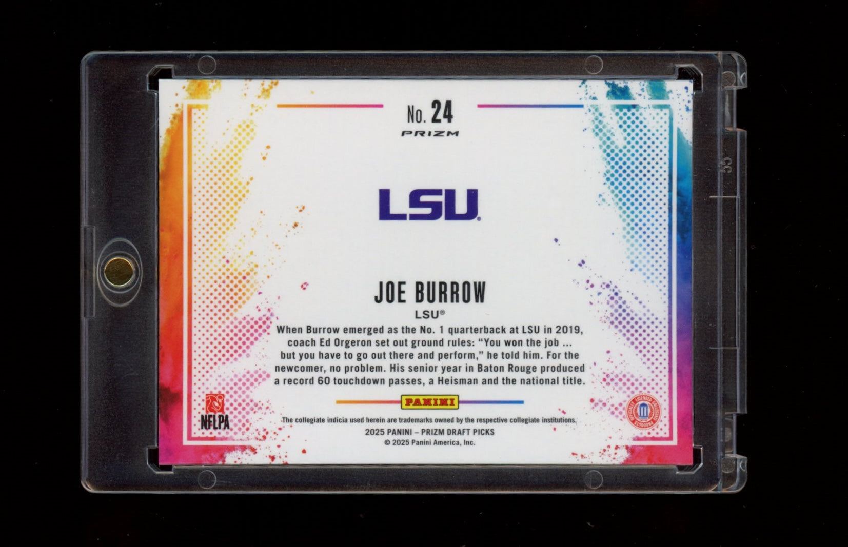 2025 Panini Prizm Draft Picks #24 Joe Burrow Black Color Blast