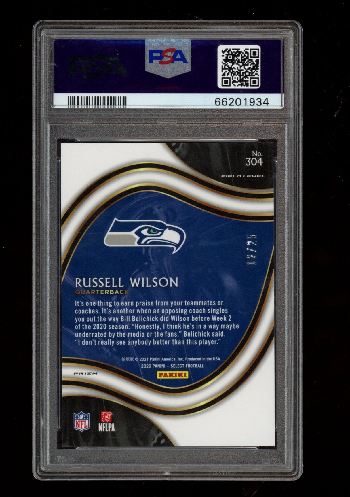 2020 Panini Select #304 Russell Wilson Tie-Dye Prizm PSA 9
