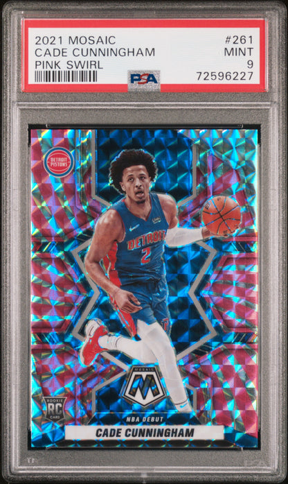 2021 Panini Mosaic #261 Cade Cunningham Pink Swirl PSA 9