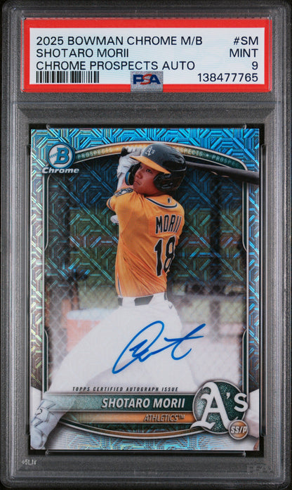 2025 Bowman Chrome Mega Box Chrome Prospects Autographs #SM Shotaro Morii PSA 9