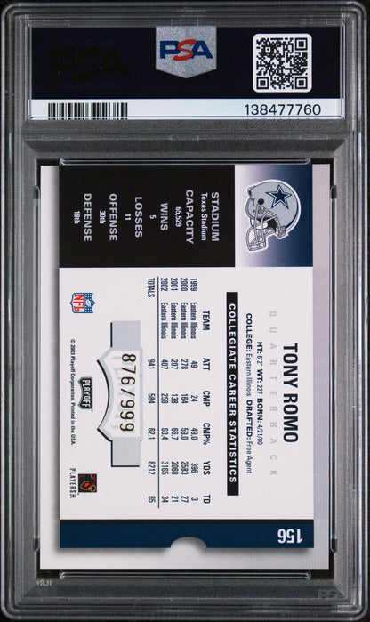 2003 Playoff Contenders #156 Tony Romo Autograph PSA 9