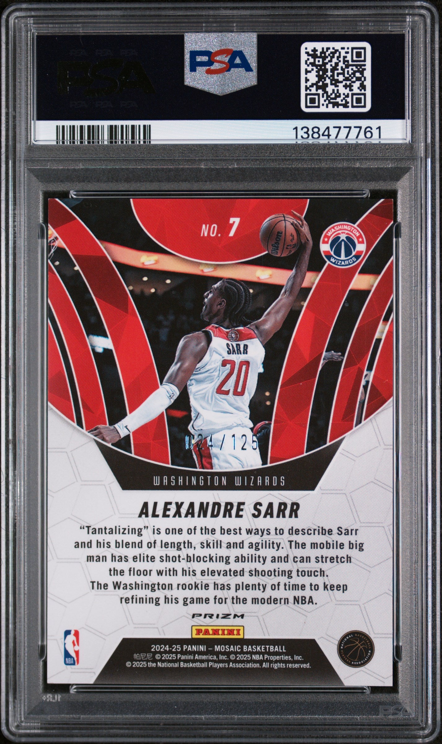 2024 Panini Mosaic Elevate #7 Alexandre Sarr Elevate-Ice PSA 9