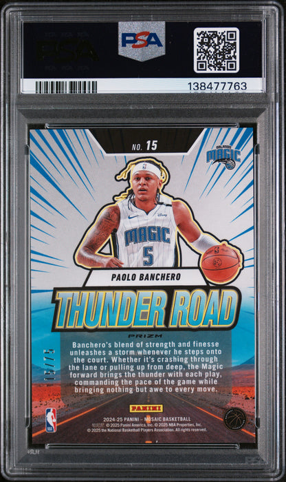 2024 Panini Mosaic Thunder Road #15 Paolo Banchero Thunder Road-Red Flr PSA 10