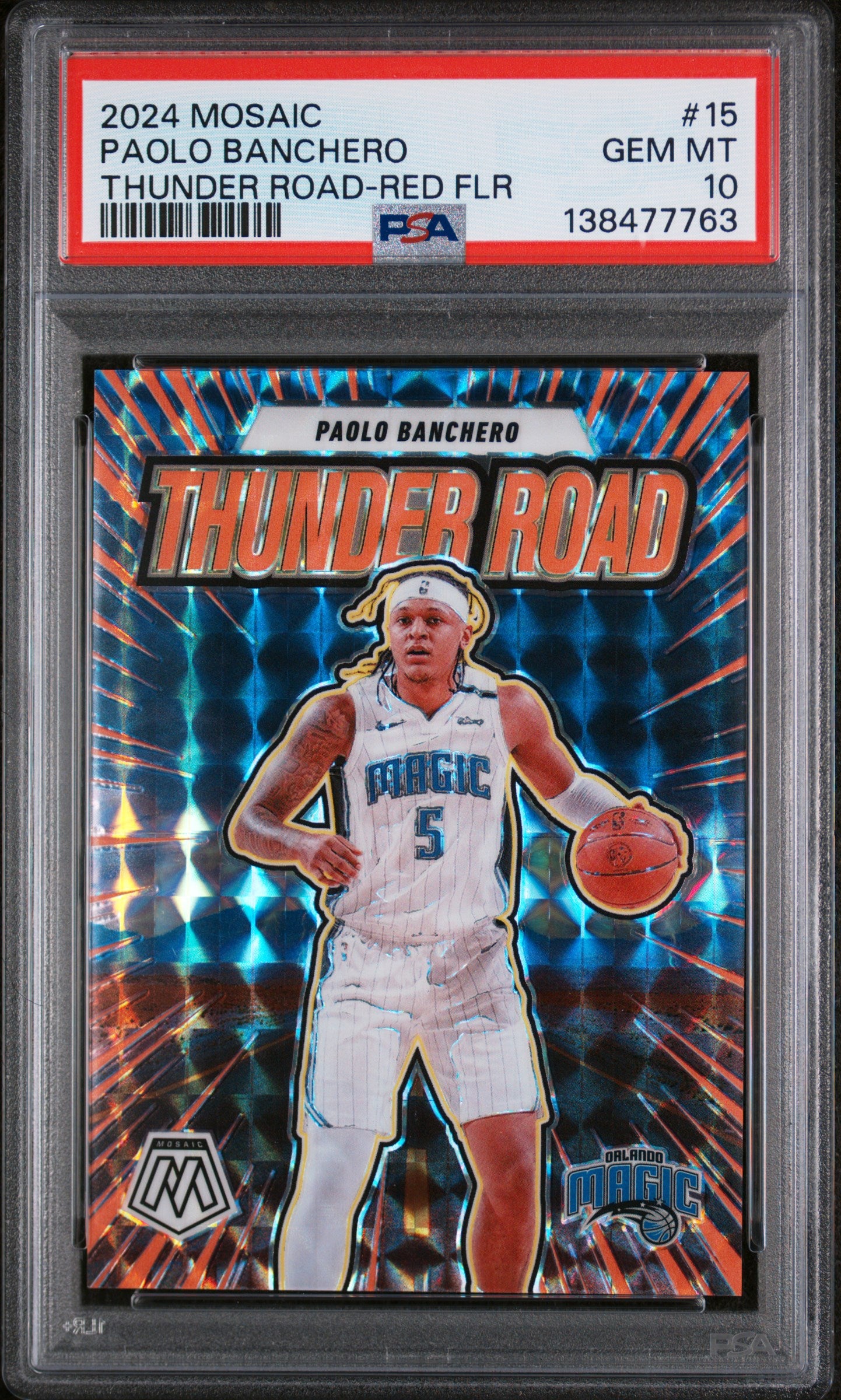 2024 Panini Mosaic Thunder Road #15 Paolo Banchero Thunder Road-Red Flr PSA 10