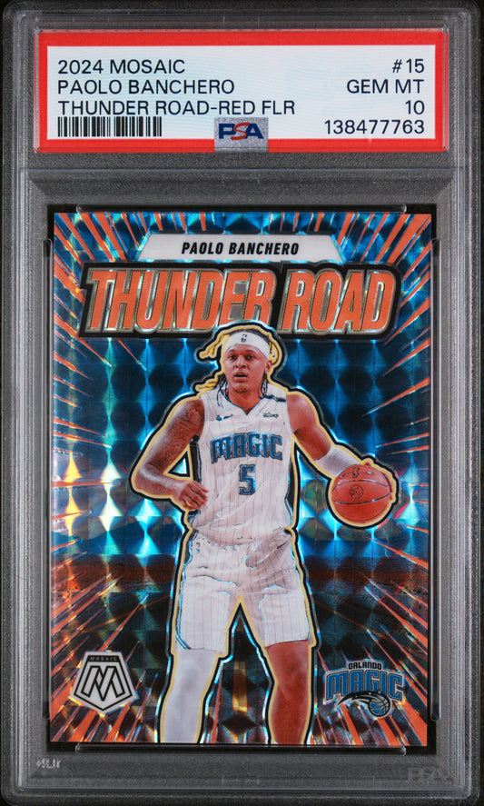 2024 Panini Mosaic Thunder Road #15 Paolo Banchero Thunder Road-Red Flr PSA 10
