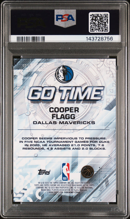 2025 Topps Chrome Go Time #GT-16 Cooper Flagg Go Time-Gold Refractor PSA 8
