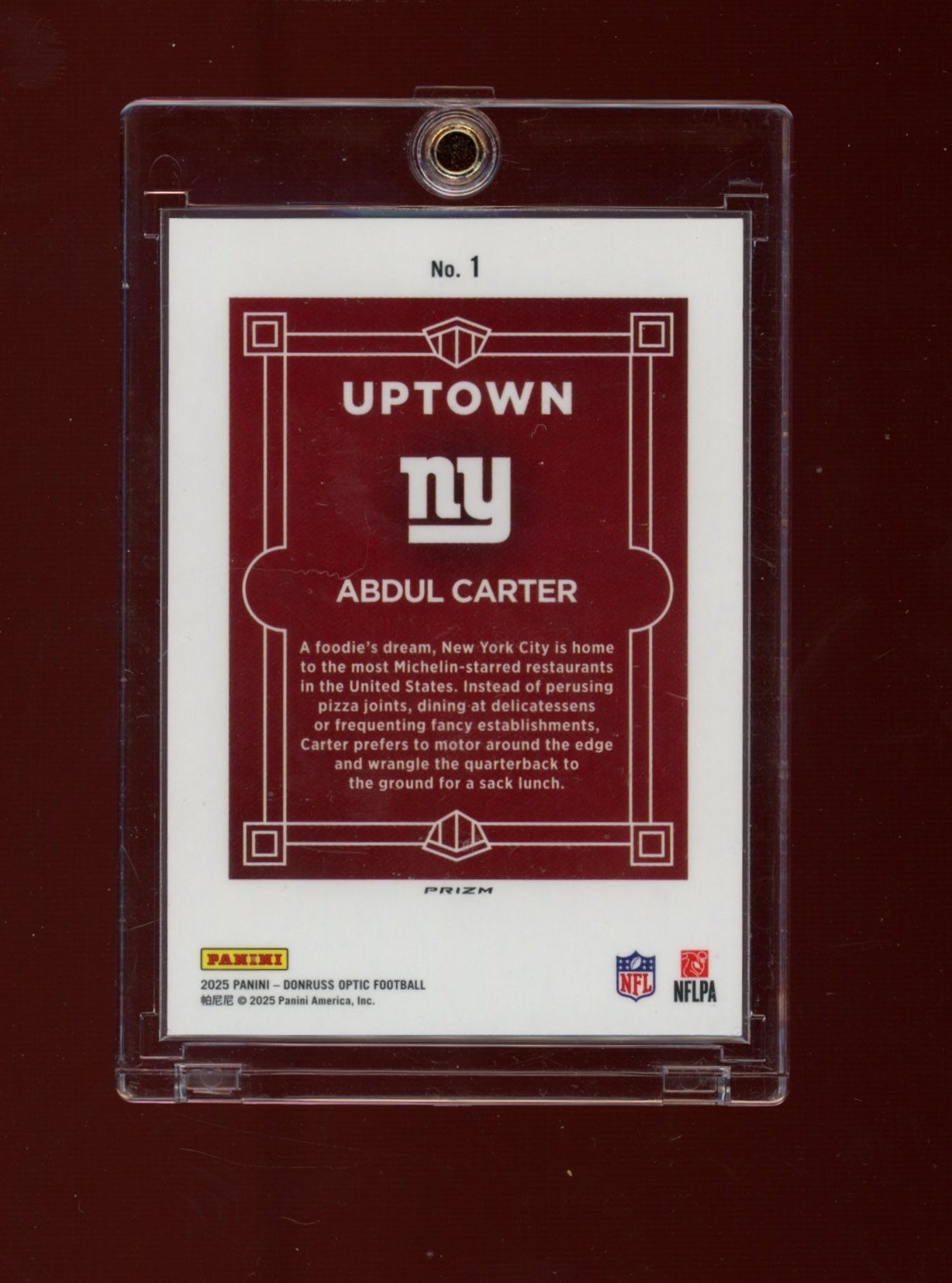2025 Donruss Optic #1 Abdul Carter Uptown