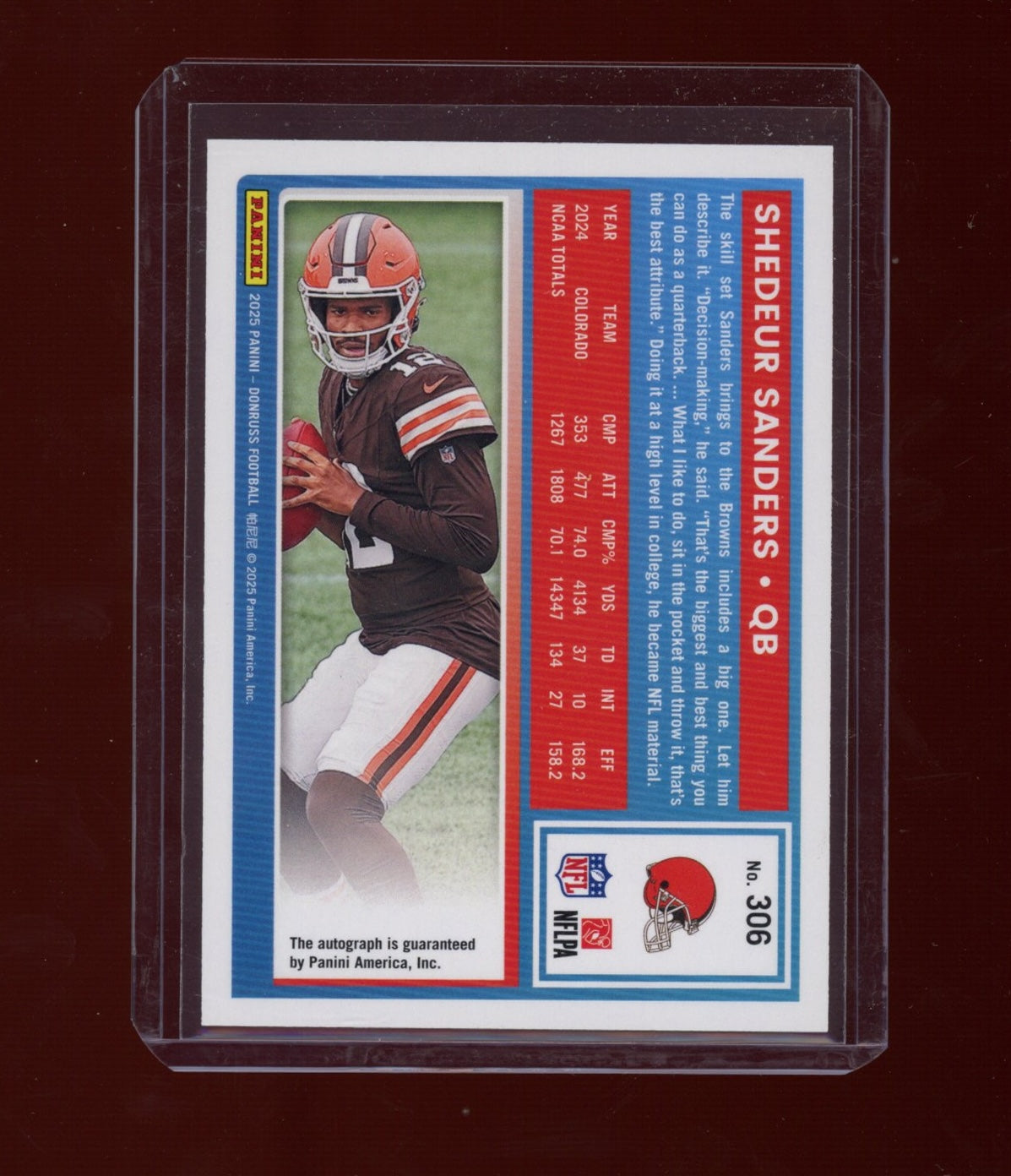 2025 Donruss #306 Shedeur Sanders Rated Rookies Autographs Orange