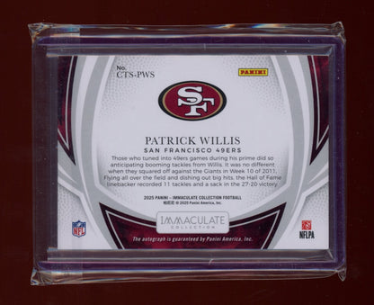 2025 Panini Immaculate #CTS-PWS Patrick Willis Clutch Time Sig #/99
