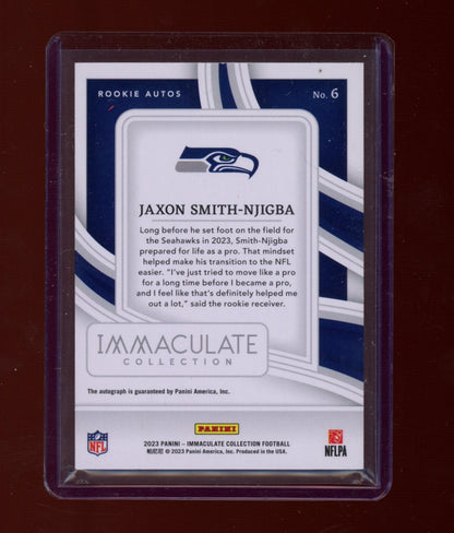 2023 Panini Immaculate Collection #6 Jaxon Smith-Njigba Rookie Autos Gold #/10