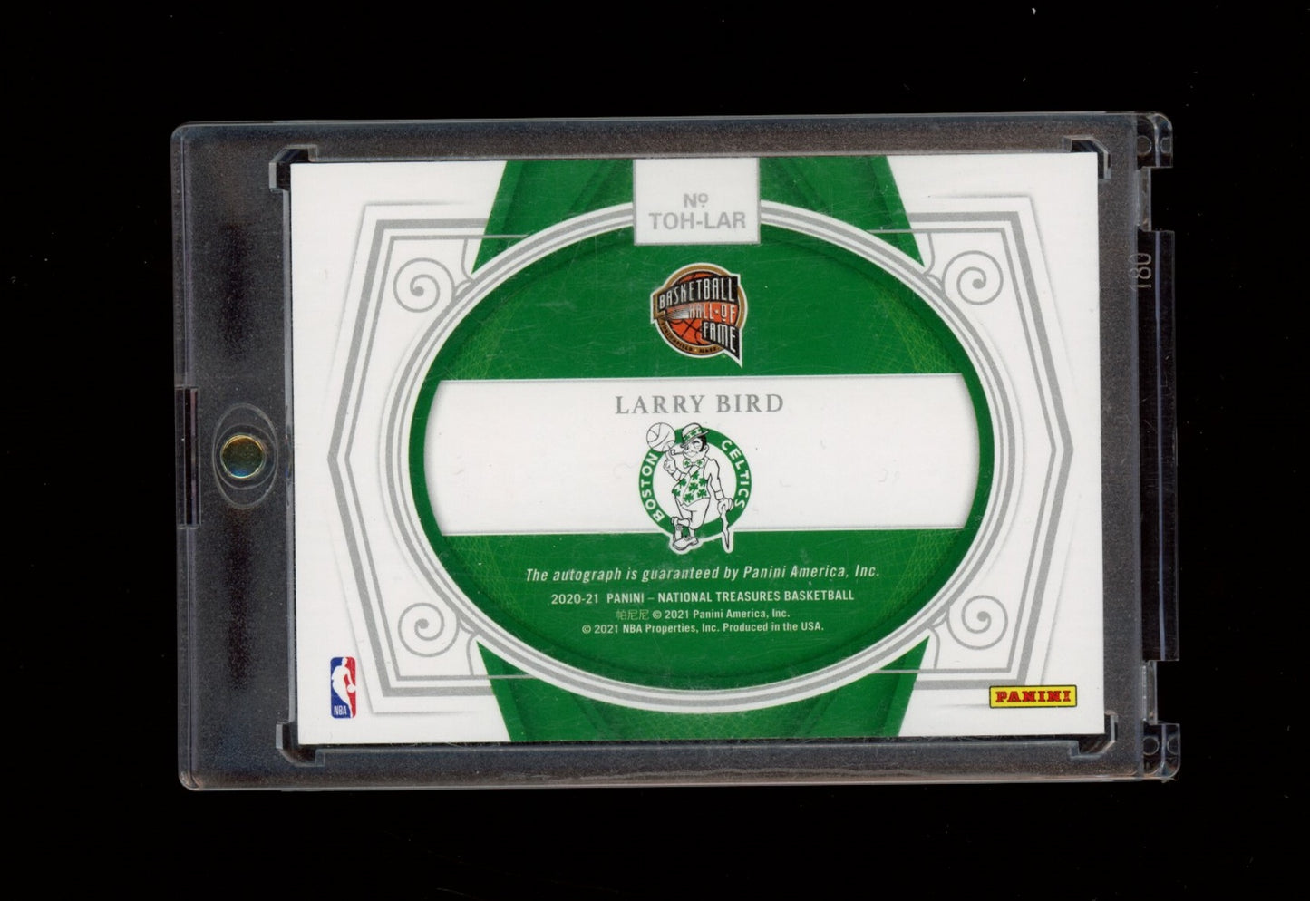 2020-21 Panini NT #TOH-LAR Larry Bird Treasures of the Hall Emerald #/5