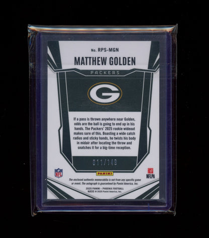 2025 Panini Phoenix #RPS-MGN Matthew Golden Rookie Patch Auto Prizm #/149