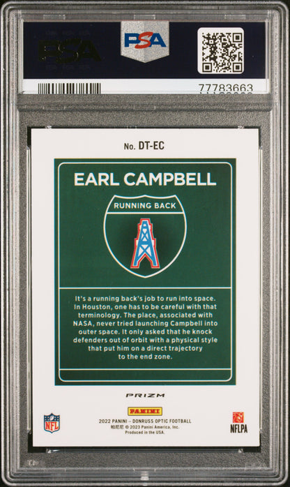 2022 Panini Donruss Optic Downtown #DTEC Earl Campbell Downtown PSA 10