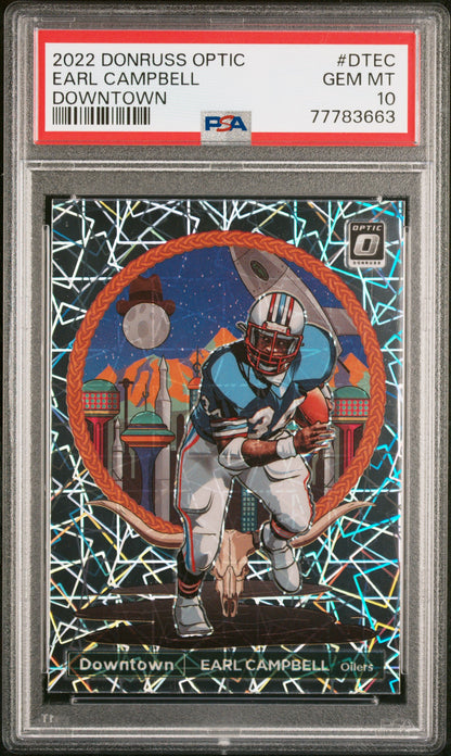 2022 Panini Donruss Optic Downtown #DTEC Earl Campbell Downtown PSA 10