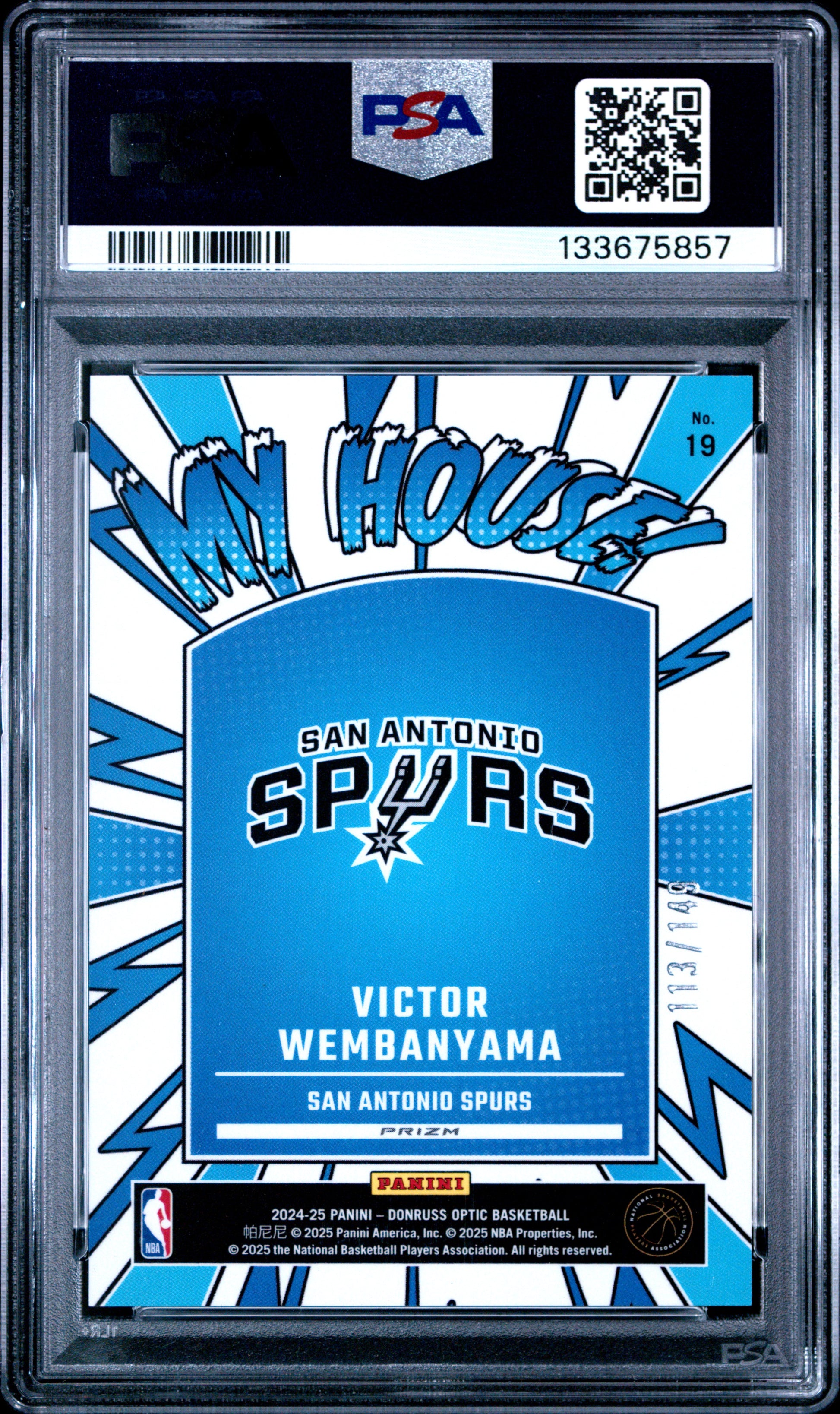 2024 Panini Donruss Optic My House #19 Victor Wembanyama Green Shock /149 PSA 9