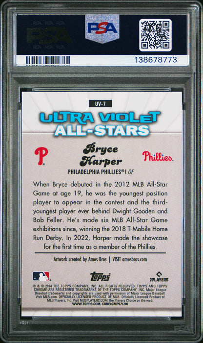 2024 Topps Chrome Ultraviolet All-Stars #UV7 Bryce Harper PSA 9