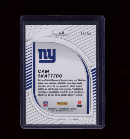 2025 Donruss Optic #8 Cam Skattebo Hidden Potential Ice #/55