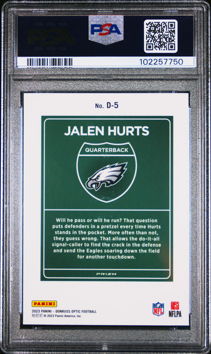 2023 Panini Donruss Optic Downtown! #D5 Jalen Hurts PSA 10