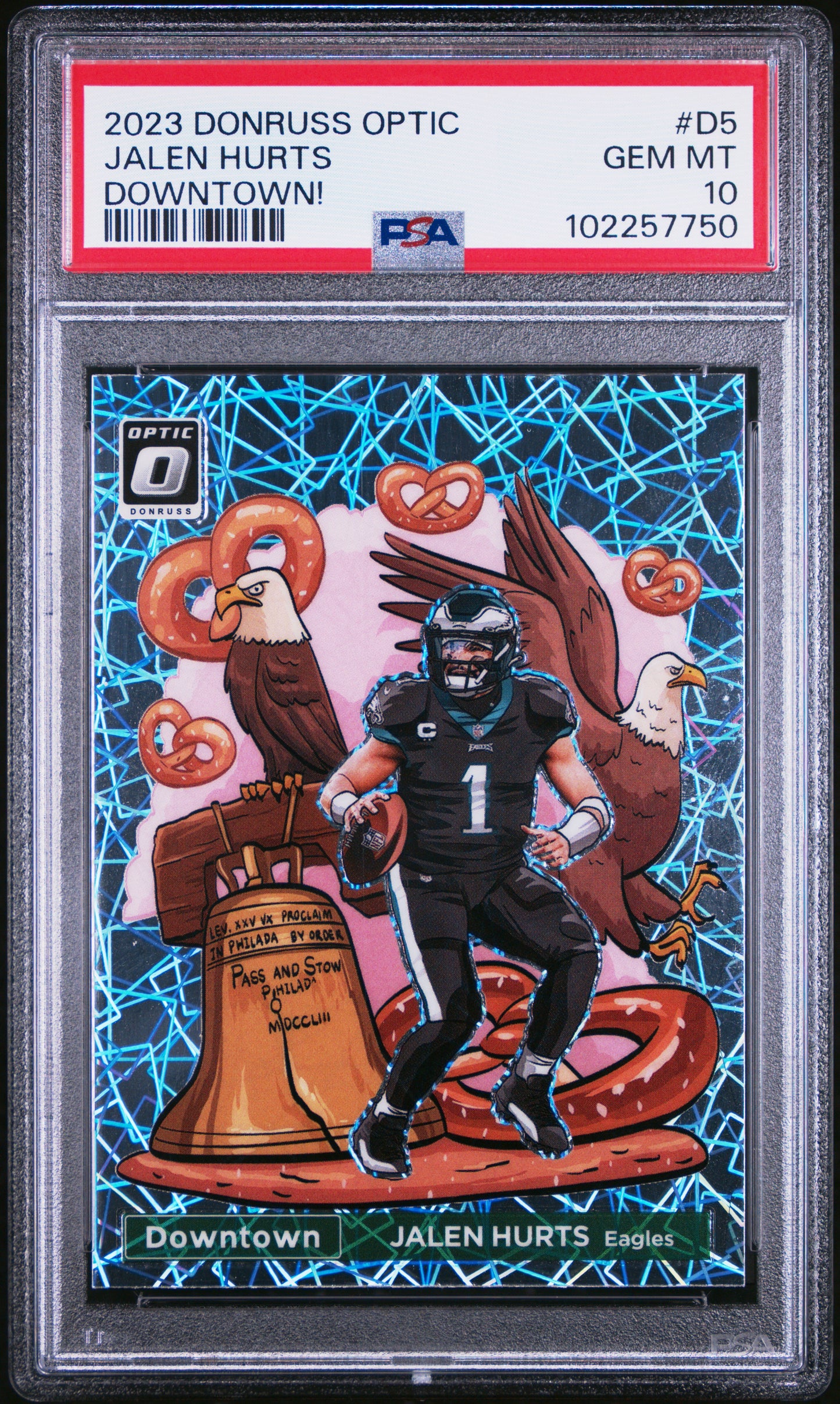 2023 Panini Donruss Optic Downtown! #D5 Jalen Hurts PSA 10