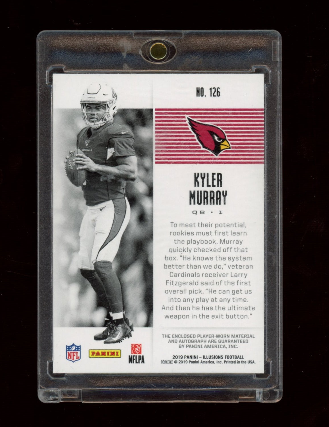 2019 Panini Illusions #126 Kyler Murray First Impressions Auto Mem #/50