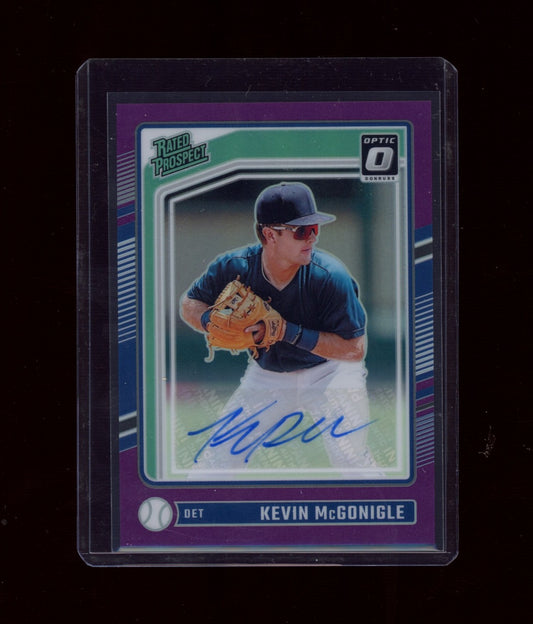 2024 Donruss #198 Kevin McGonigle Rated Optic Auto Purple #/49