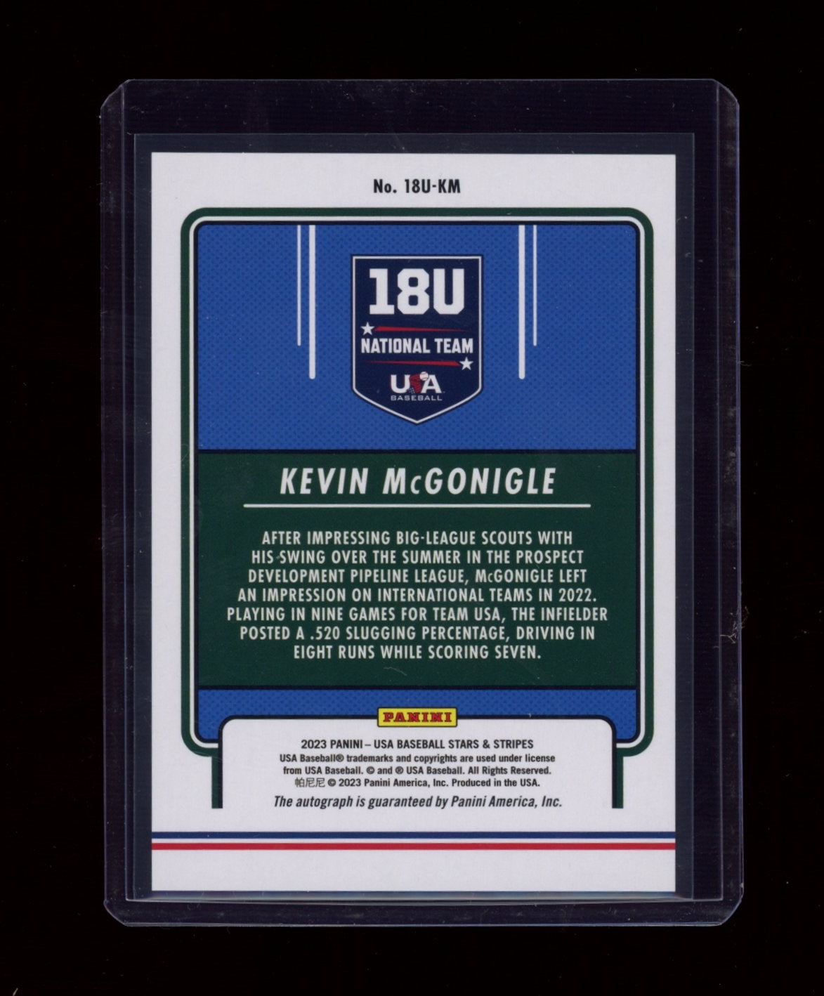 2023 Panini Stars & Stripes #18U-KM Kevin McGonigle Holo Auto #/100