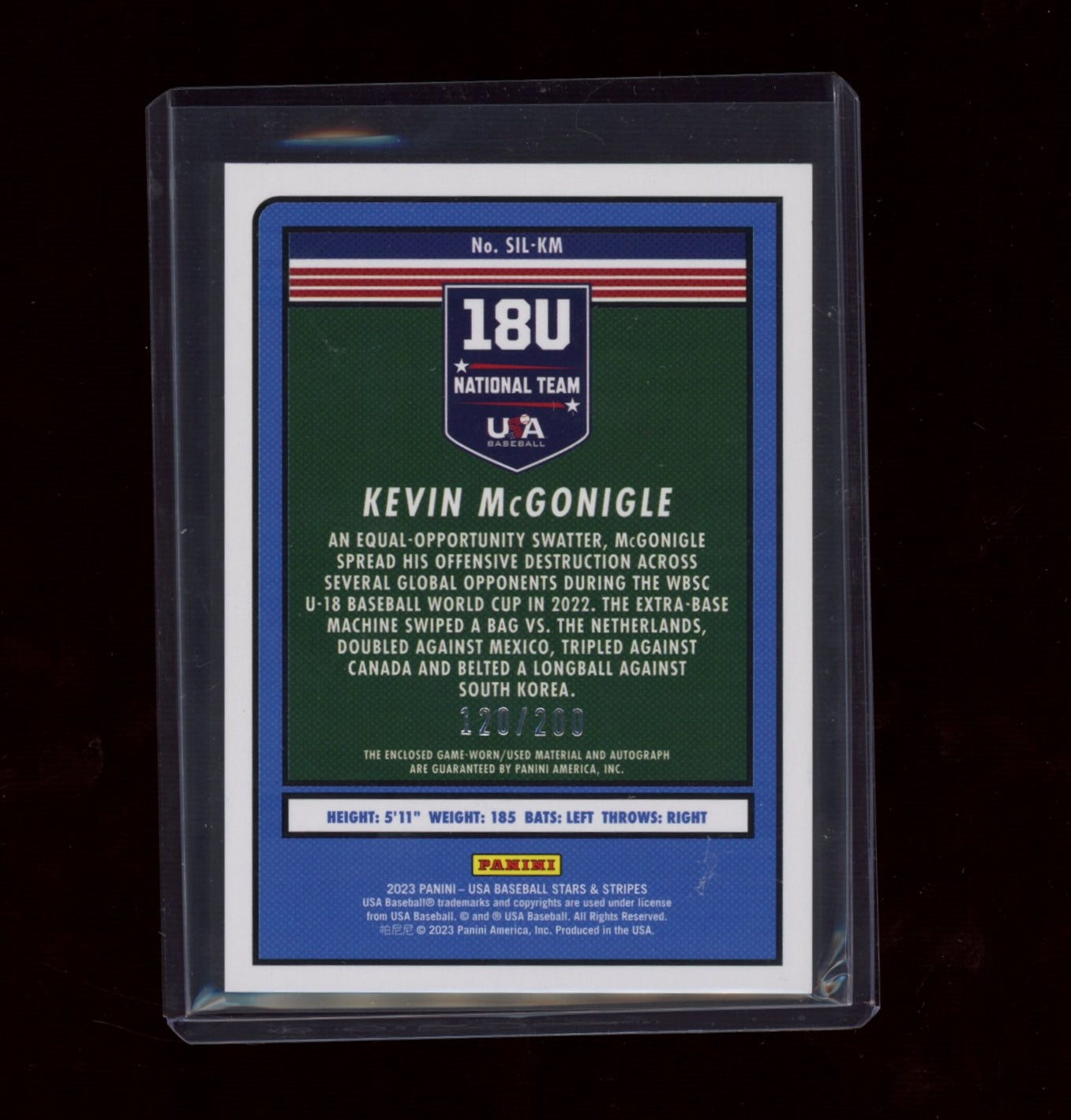 2023 Panini USA Baseball #SIL-KM Kevin McGonigle  #/200