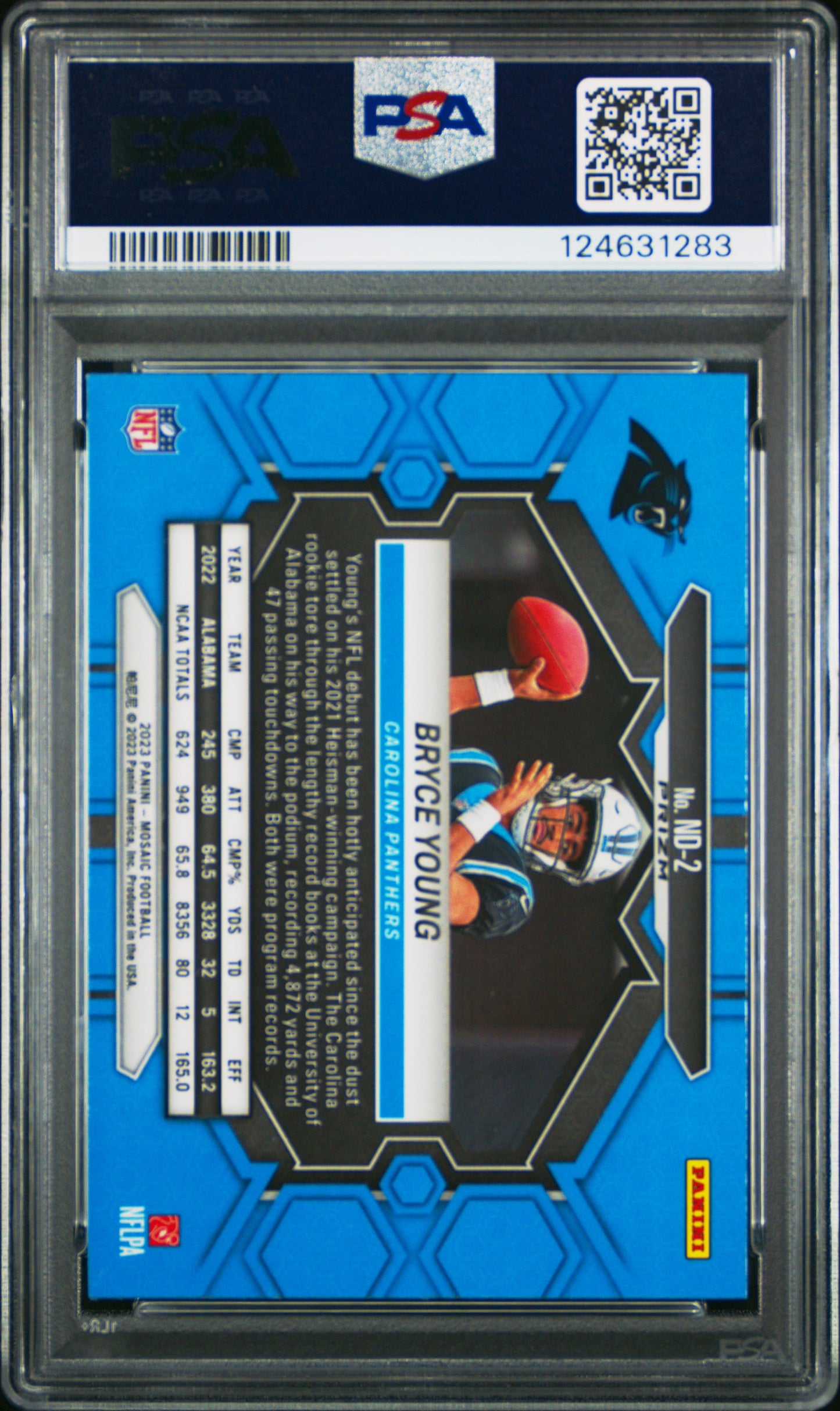 2023 Panini Mosaic Nfl Debut #ND2 Bryce Young Nfl Debut-Camo Red PSA 10