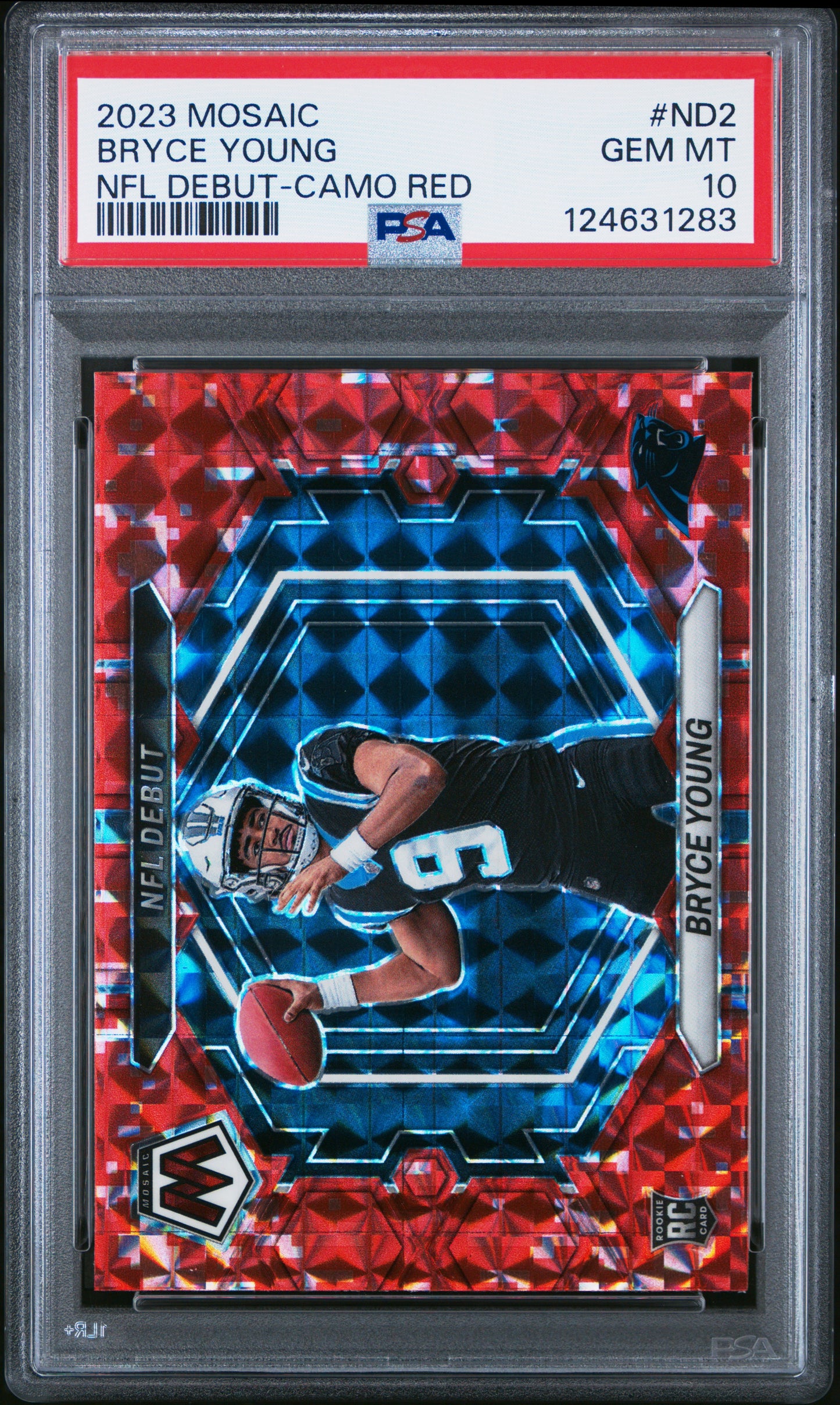 2023 Panini Mosaic Nfl Debut #ND2 Bryce Young Nfl Debut-Camo Red PSA 10