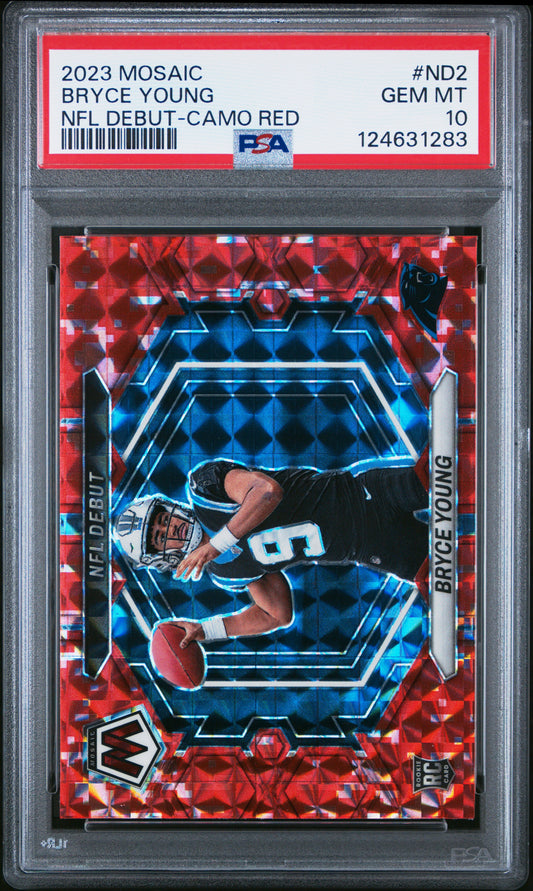 2023 Panini Mosaic Nfl Debut #ND2 Bryce Young Nfl Debut-Camo Red PSA 10