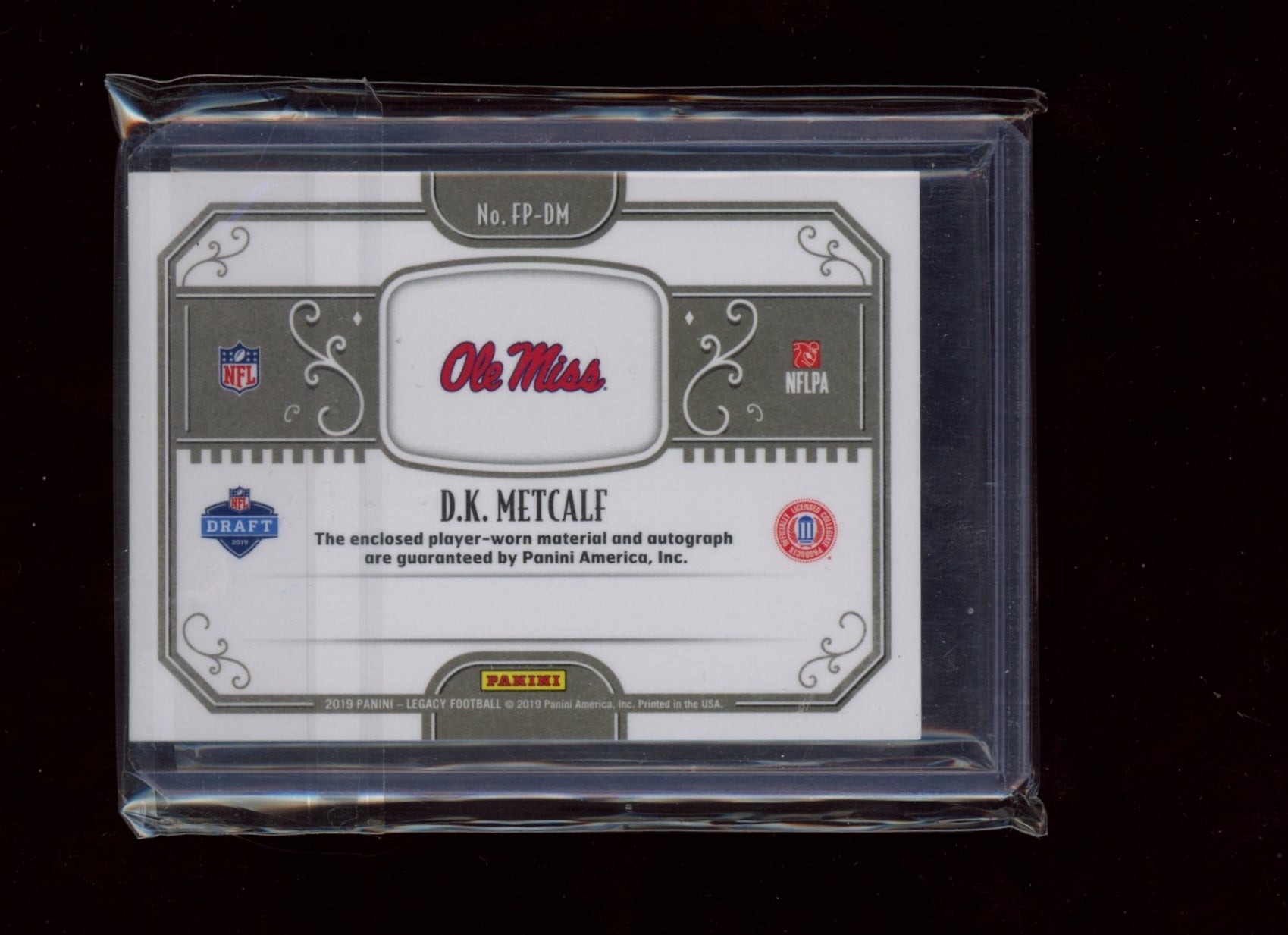 2019 Panini Legacy #FP-DM D.K. Metcalf Futures Patch Autographs
