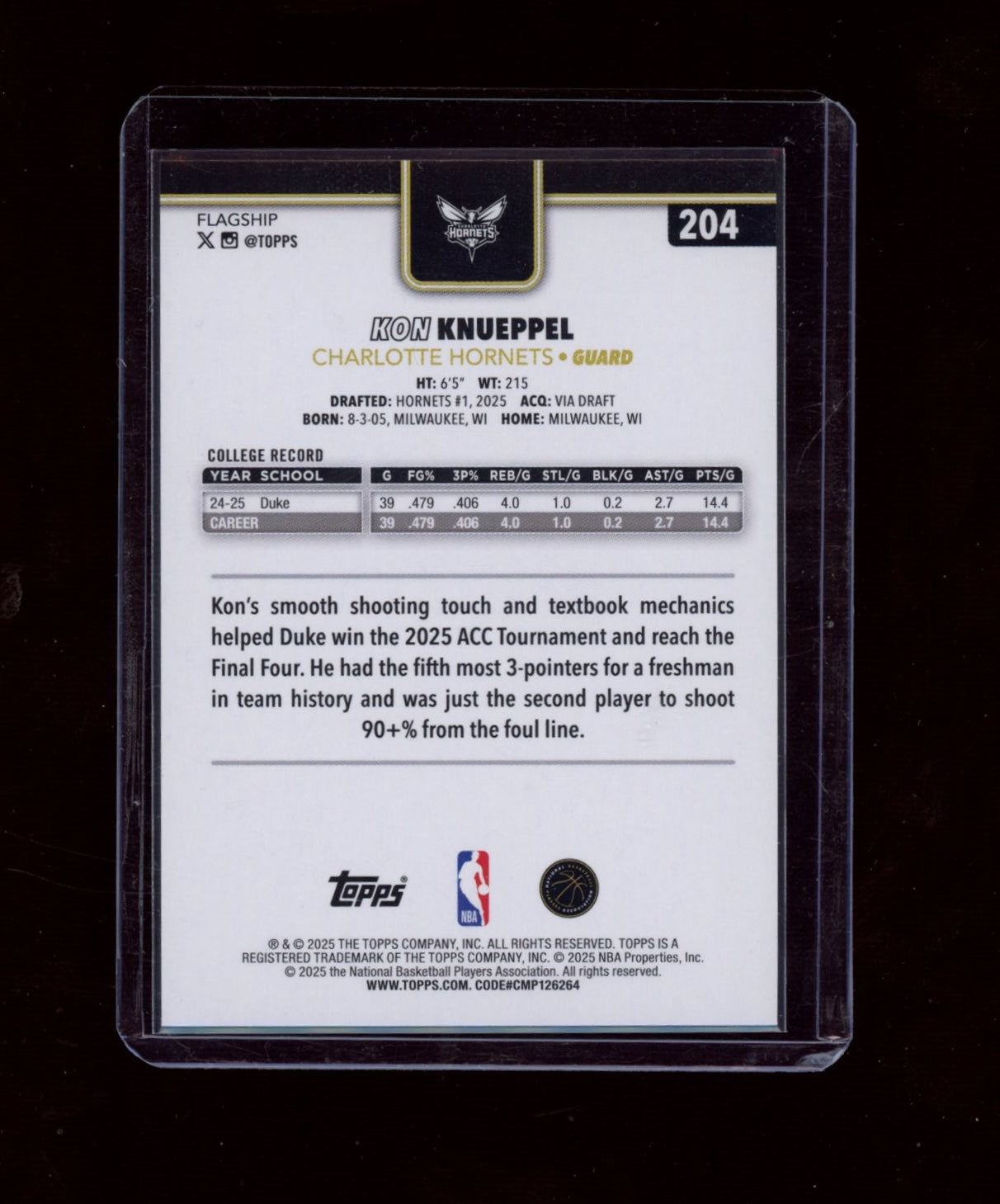 2025-26 Topps #204 Kon Knueppel Blackout