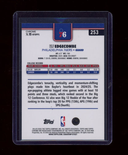 2025-26 Topps Chrome #253 VJ Edgecombe X-Fractor