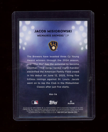 2026 Topps #HA-14 Jacob Misiorowski Home Field Advantage