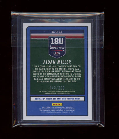2023 Panini Stars & Stripes #SIL-AM Aidan Miller USA Patch Auto #/200