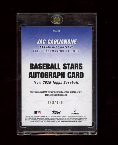 2026 Topps #BSA-JC Jac Caglianone Baseball Stars Auto Blue (Series One) #/150