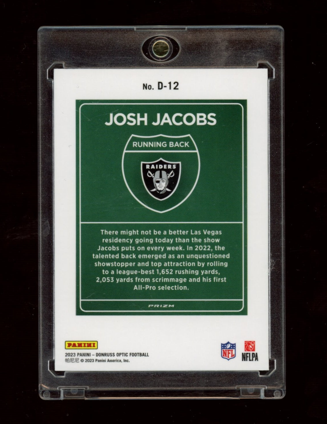 2023 Donruss Optic #D-12 Josh Jacobs Downtown