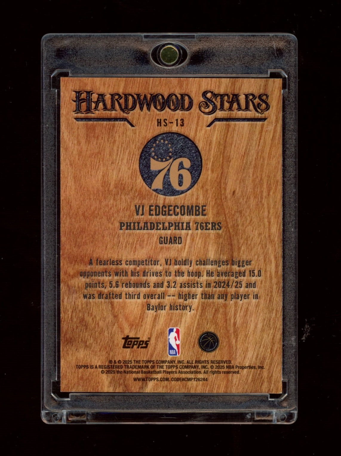 2025-26 Topps #HS-13 VJ Edgecombe Hardwood Stars