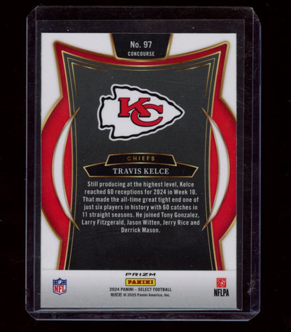 2024 Panini Select #97 Travis Kelce Zebra Prizm