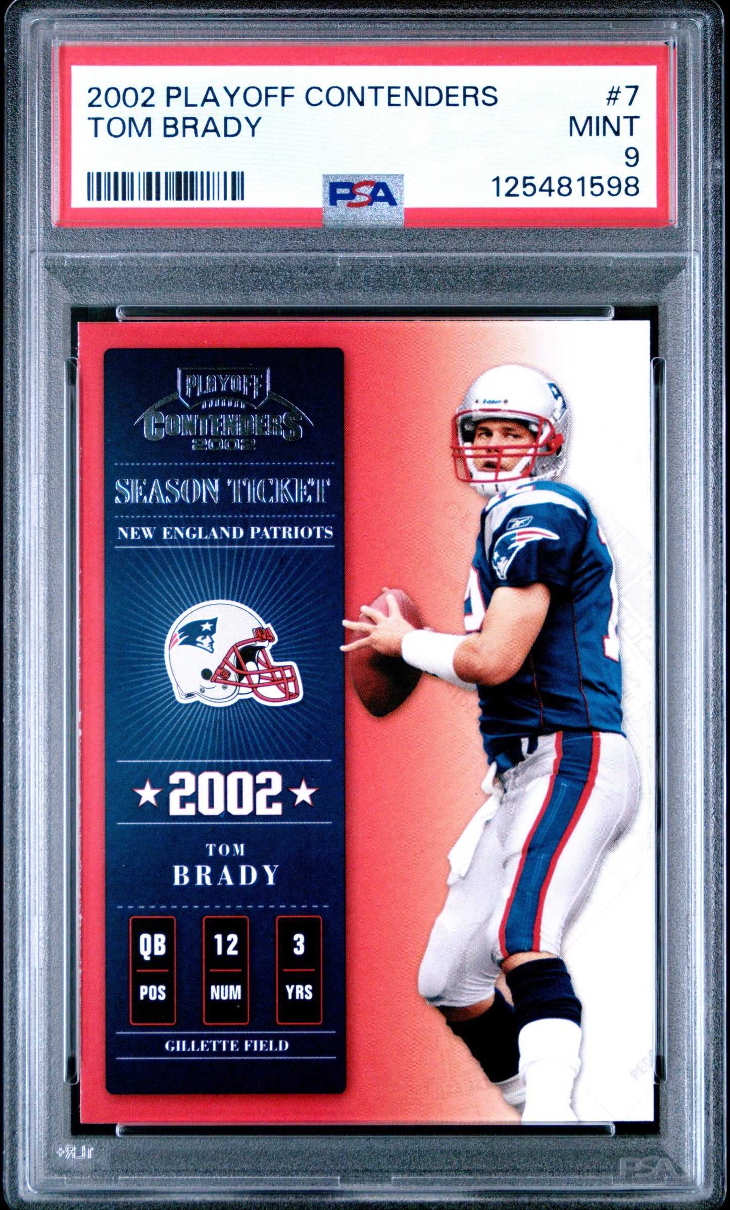 2002 Playoff Contenders #7 Tom Brady PSA 9